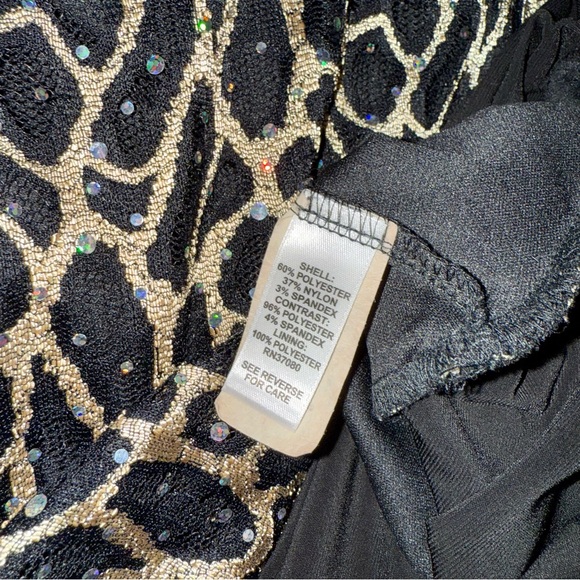 Catos Women’s Plus 18/20 Black Gold Metallic Top Leopard Print Dolman Sleeves - Picture 6 of 11